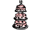 A three-tier wedding cake